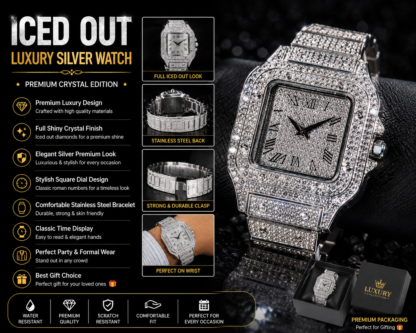 ⌚ Luxury Iced Out Diamond Style Watch